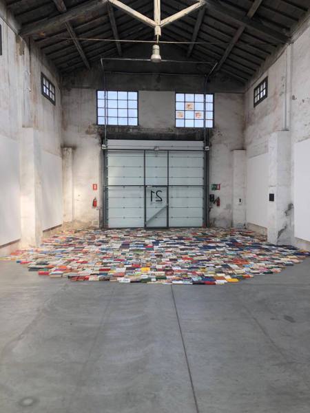 Resurrection, Davide Di Maggio March 2022, with: Sandra Hauser, “Fahrenheit °451 2.0”, 2022 (2.800 antiquarian, sorted out books)