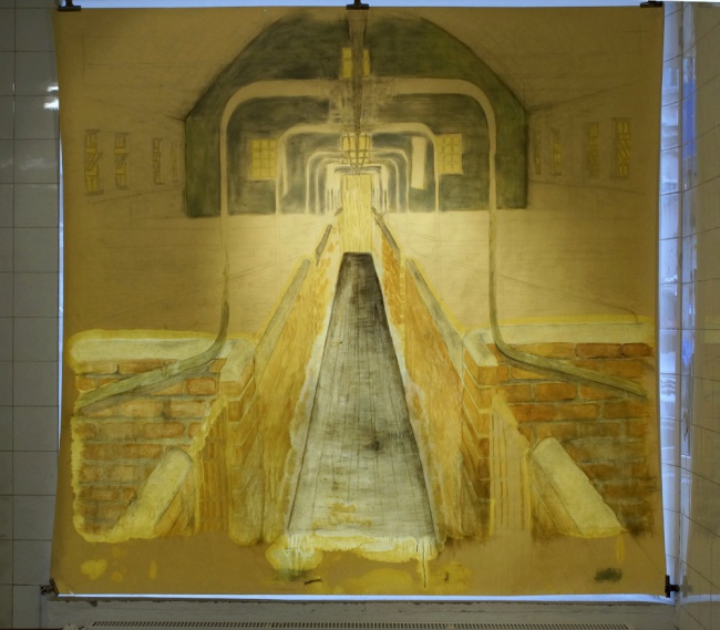 Sandra Hauser „o.T. (Porcile)“ 2018, oil on paper, 213 x 200 cm, "Mein Schwein!", Galerie Sandra Bürgel, Berlin 2018