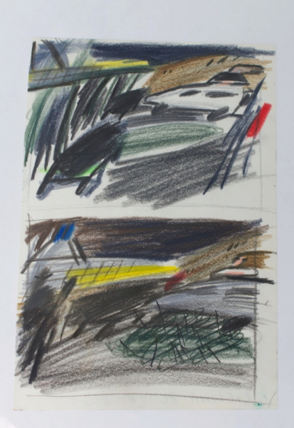 Evelina Reiter "Nollendorfplatz" 2021 pencil, coloured pencil on paper, 29,5 x 21 cm. Passive Aggressive, Galerie Sandra Bürgel, Berlin 2021