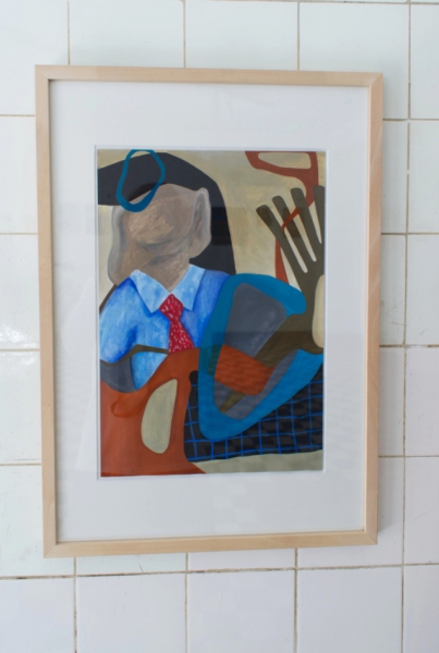 Ximena Ferrer-Pizarro "I Got The Big Ears From My Daddy" 2020 acrylic and water color on paper, 41,5 x 29,5 cm. Passive Aggressive, Galerie Sandra Bürgel, Berlin 2021