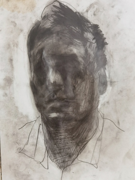 Klaus Winichner, o.T. (2.7.2021), 2021Graphit und Silber auf Papier 35 x 25 cm, Galerie Sandra Bürgel, Berlin